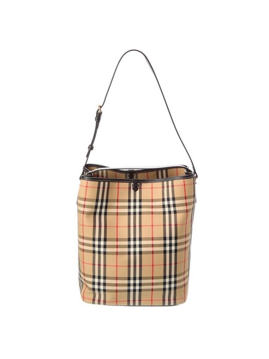 Burberry Handbags - Burberry Check Canvas & Leather Tote, Black